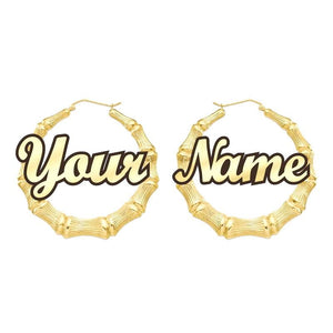 GLO BAMBOO NAME EARRINGS PERSONALIZED Glo Babe 