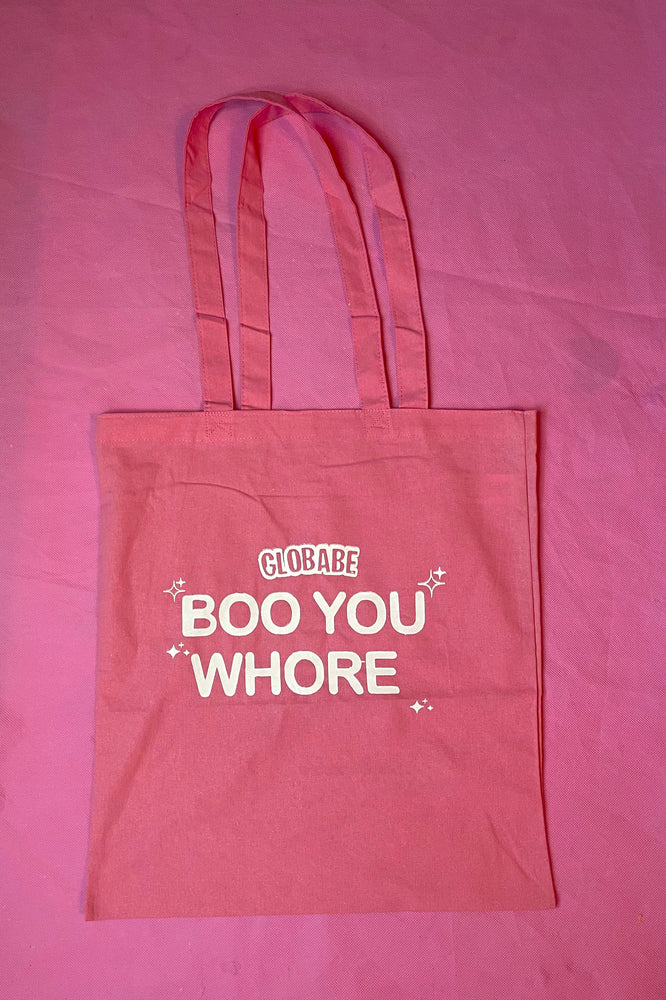 “Boo you whore” pink canvas tote bag💗☁️✨ Glo Babe 