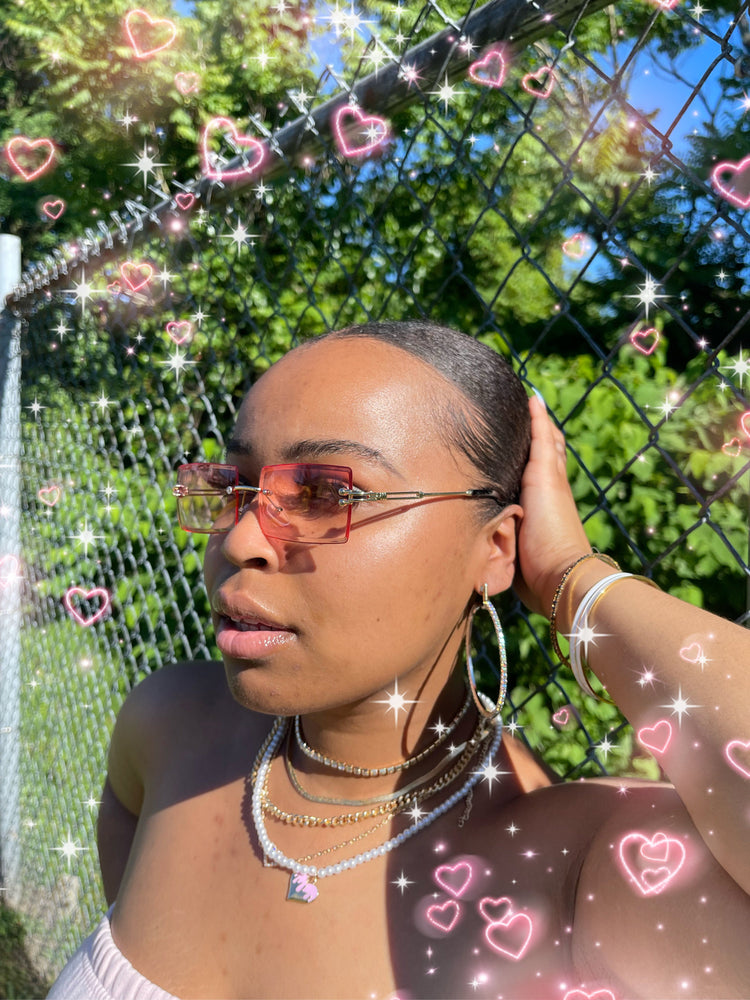 Orange 00’s Y2K Rimless Sunglasses Glasses Glo Babe 