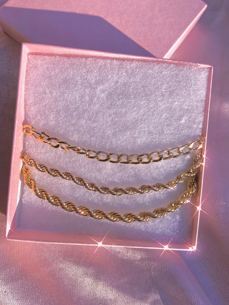 Gold Rope Trio Necklace Set