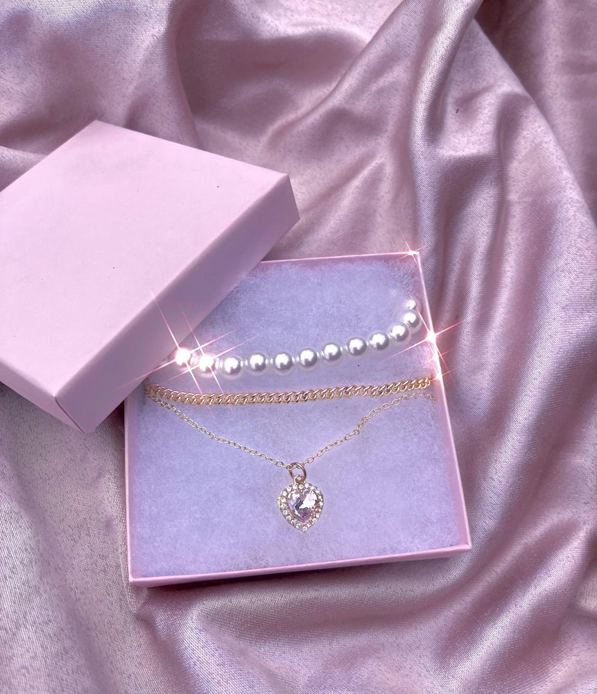 Pearl Heart ✨ Bling 💕  Necklace Set