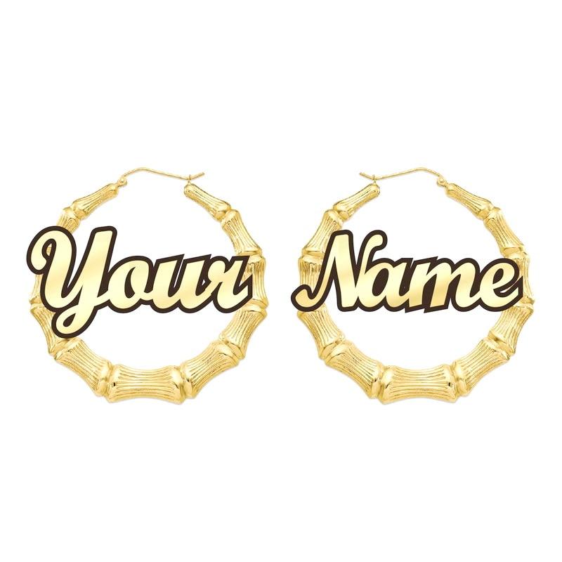 
            
                Load image into Gallery viewer, GLO BAMBOO NAME EARRINGS PERSONALIZED Glo Babe 
            
        