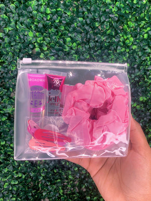 Color Rush✨ Makeup Bag Gloss + Scrunchie set Glo Babe Pink 
