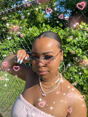 Pink 00’s Y2K Rimless Sunglasses Glasses Glo Babe 