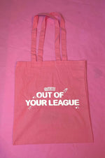 “Out of your league” pink canvas tote bag💗☁️✨