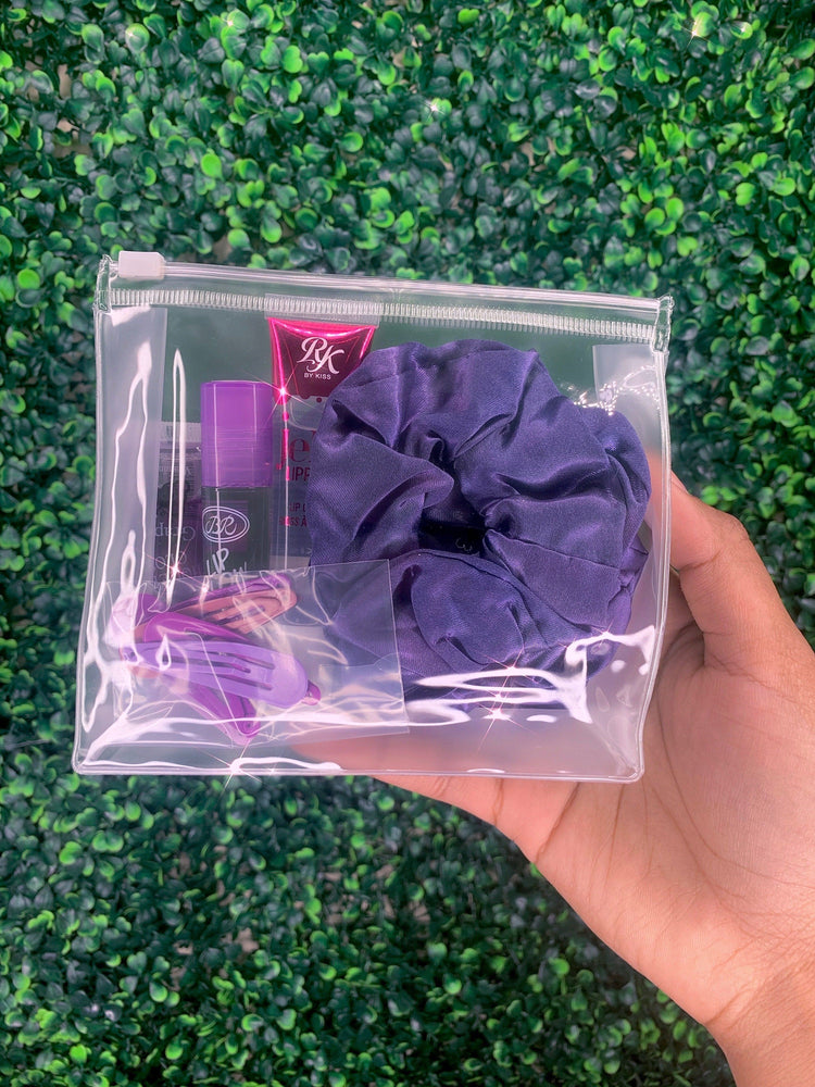 Color Rush✨ Makeup Bag Gloss + Scrunchie set Glo Babe Purple 