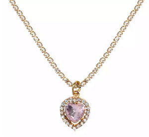 Sweetheart Babe Iced Gemstones Necklace 💗✨ Necklace Glo Babe Pink 