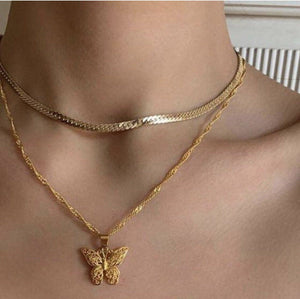 24K Gold Abigail Butterfly Necklace Necklace Glo Babe 