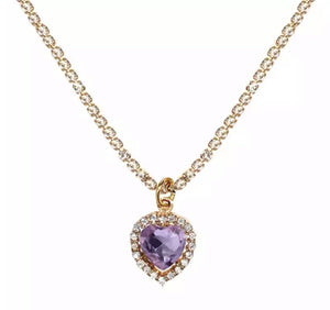 Sweetheart Babe Iced Gemstones Necklace 💗✨ Necklace Glo Babe Purple 