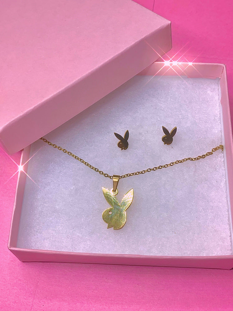 Gift Set Playboy Bunny 🐰 Earrings + Necklace Necklace Glo Babe 