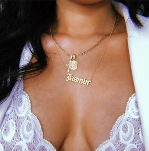 GLO PLATE OLD ENGLISH SCRIPT Necklace Glo Babe 